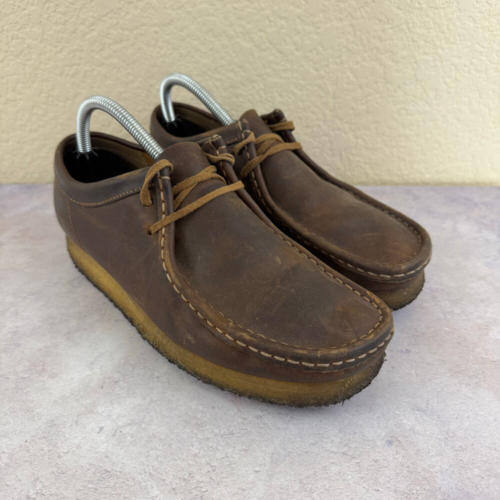 Clarks Originals Wallabee Shoes Mens Size 8 M Beeswax Brown Leather Lace Up